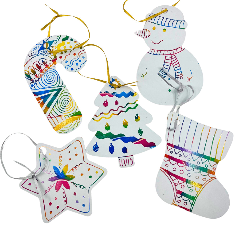 Christmas Scratch Art | Craft Set for Kids | 8 Big Shapes &amp; 2 Tools