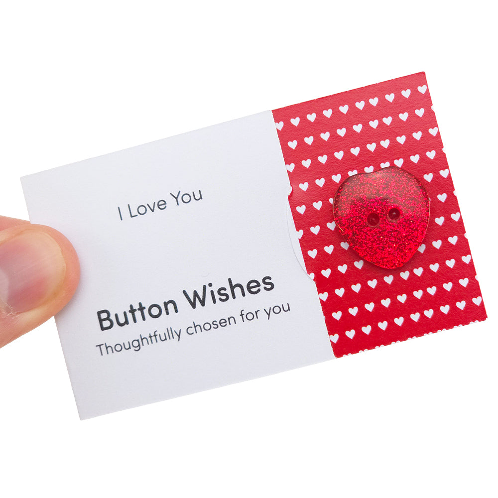 I Love You | Button Wishes Sew On Token | Little Gift | Cracker Filler