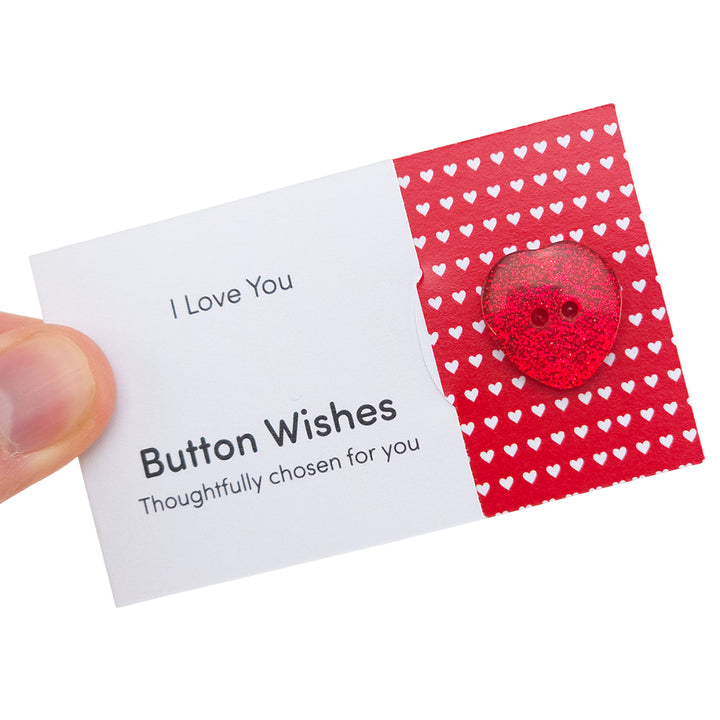 I Love You | Button Wishes Sew On Token | Little Gift | Cracker Filler