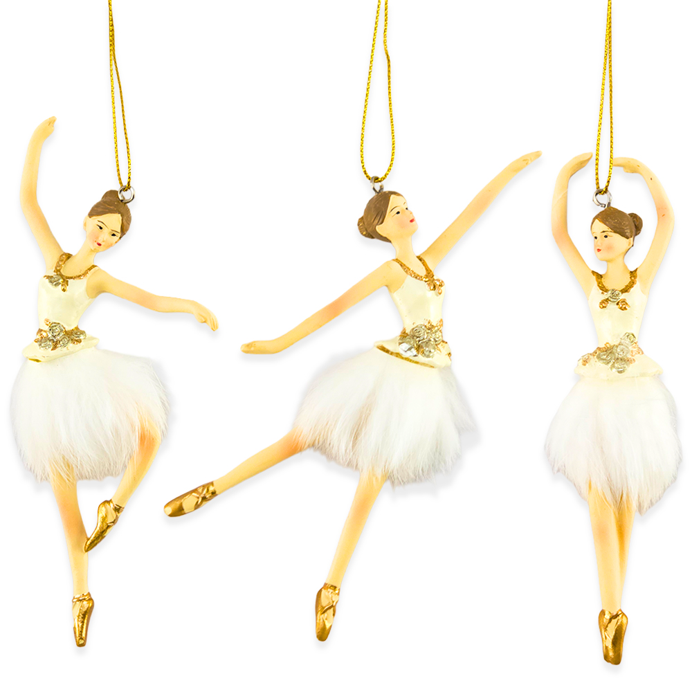 Ivory &amp; Gold Ballerina | Christmas Decoration | Single | Gisela Graham