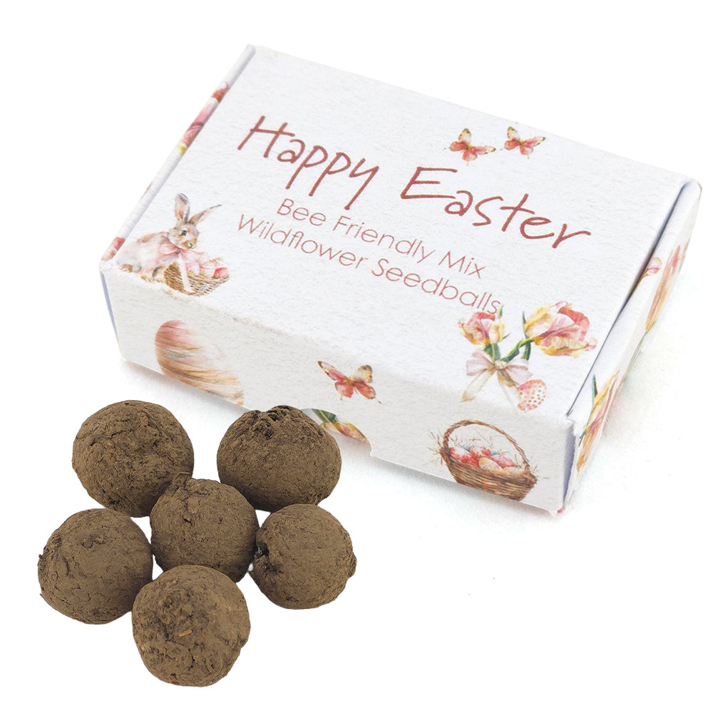 Happy Easter in Pink | 6 Seedball Box | Bee Mix | Cracker Filler | Little Gift