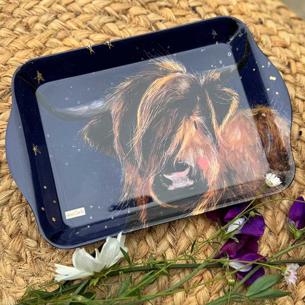 Midnight Highland Cow | Small Melamine Tray | 21 x 14.5cm | Little Gift