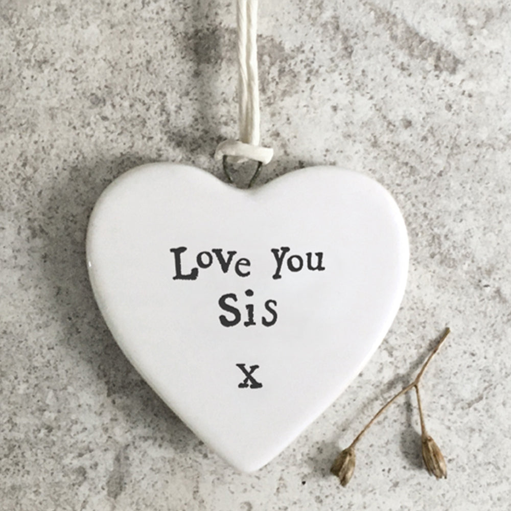 Love You Sis Heart | Little Porcelain Ornament | Cracker Filler | Sister Gift