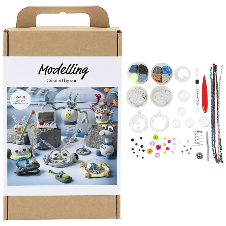 Funtime Robot | Bumper Clay Modelling Craft Kit for Kids | Air Dry Clay