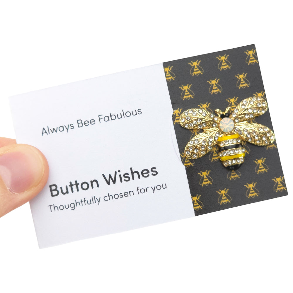 Always Bee Fabulous | Diamante | Button Wishes Sew On Token | Cracker Filler