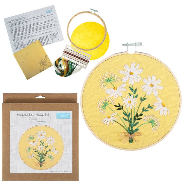 Daisies | Embroidery Craft Kit with Hoop | 15cm | Boxed Gift