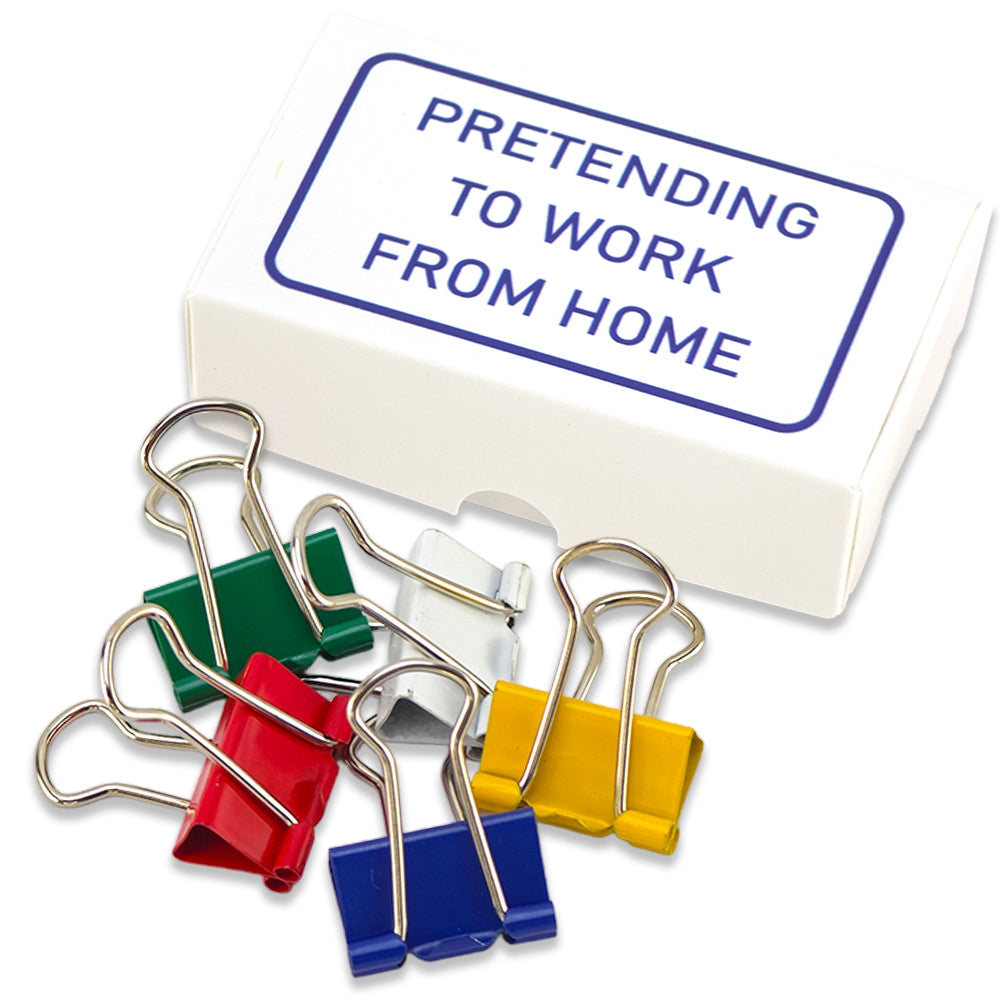 Pretending to Work from Home | Mini Box of Bulldog Clips | Office Banter Gift