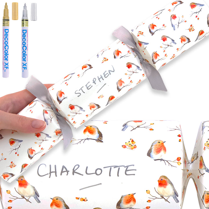 Personalise Your Own Christmas Crackers Craft Kit | Watercolour Robin | Minimum 4