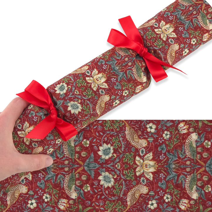Red Strawberry Thief | Reusable Fabric Cracker Set | Assemble &amp; Fill