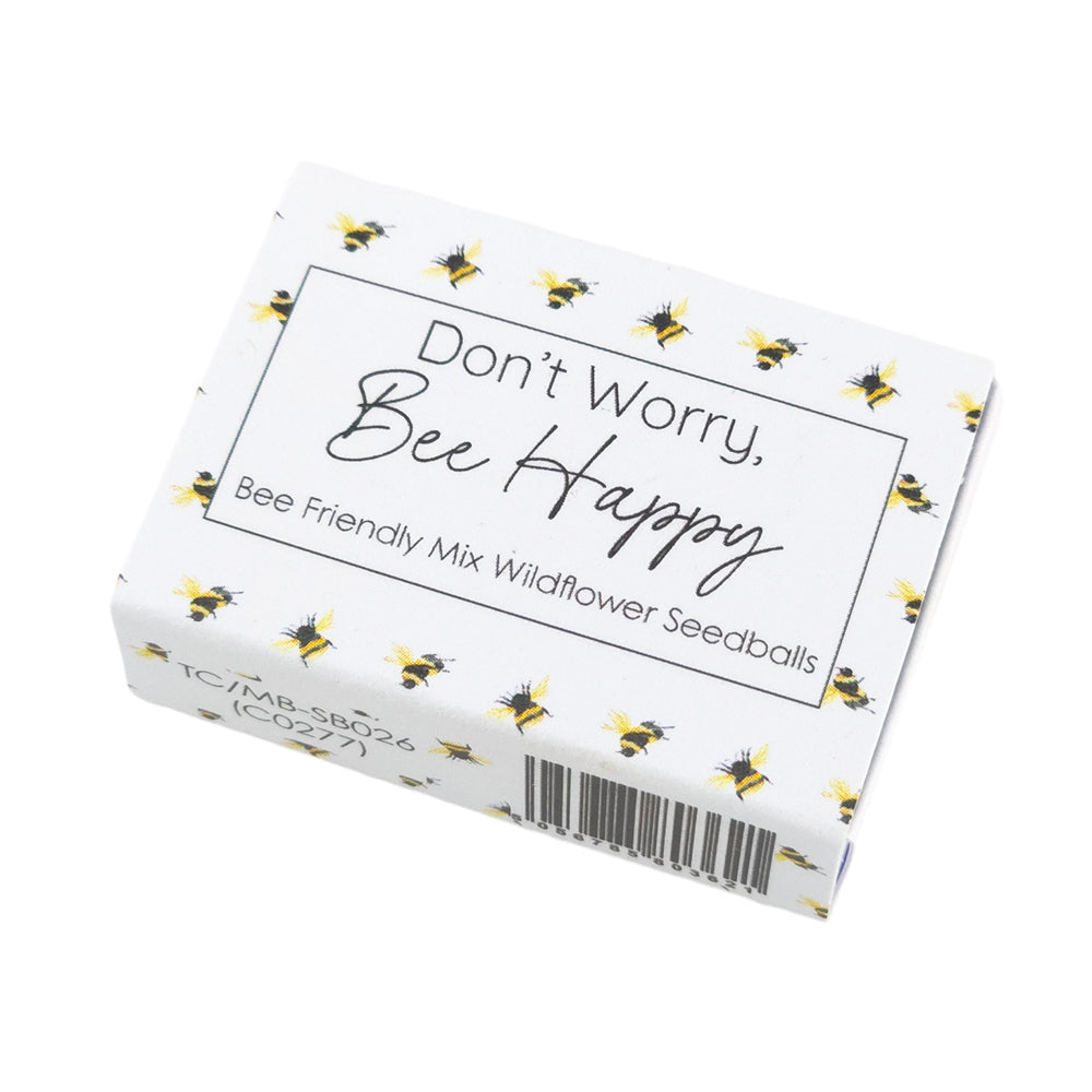 Don't Worry Bee Happy | 6 Seedball Matchbox | Bee Mix | Cracker Filler Gift