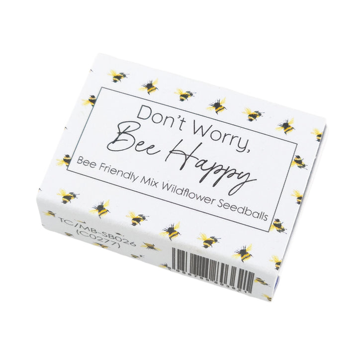 Don't Worry Bee Happy | 6 Seedball Matchbox | Bee Mix | Cracker Filler Gift