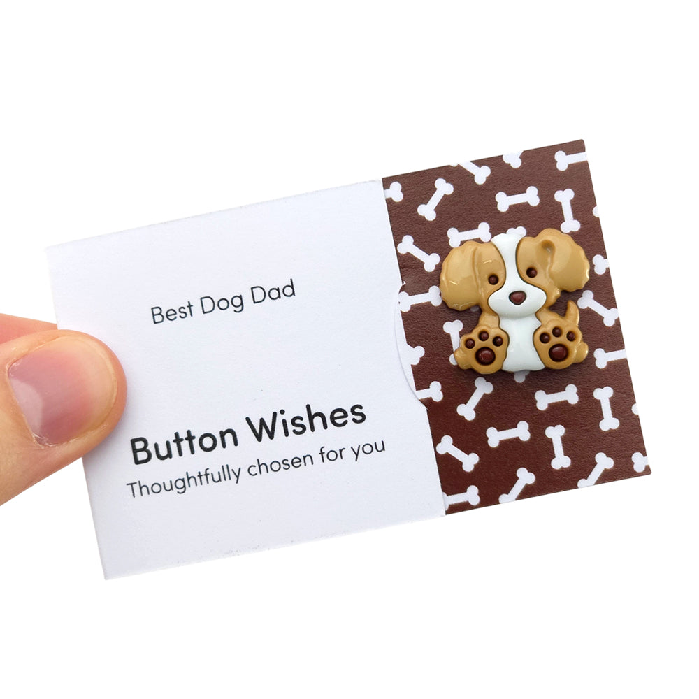 Best Dog Dad | Button Wishes Sew On Token | Mini Gift | Cracker Filler