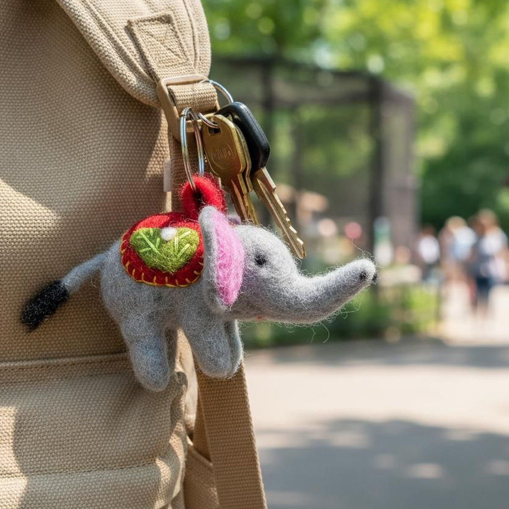 Felt Elephant Keyring | Handmade Fairtrade | Little Gift | Cracker Filler