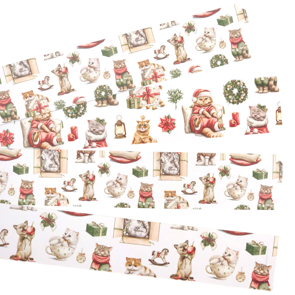 30 Reusable Christmas Paper Chains | Cute Christmas Cats | No Glue Needed | 2.5m