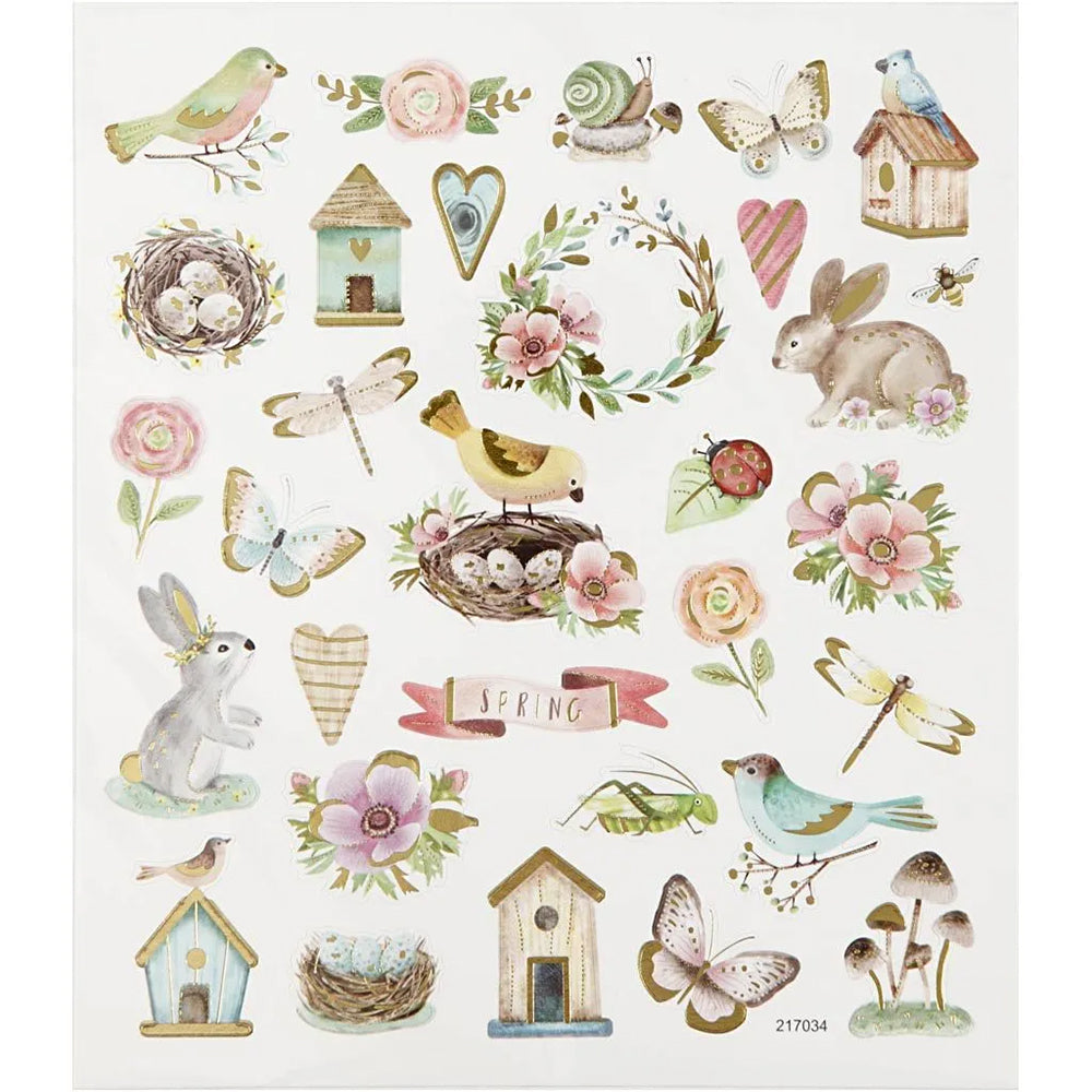 Spring Garden | Sheet of Foiled Papercraft Stickers