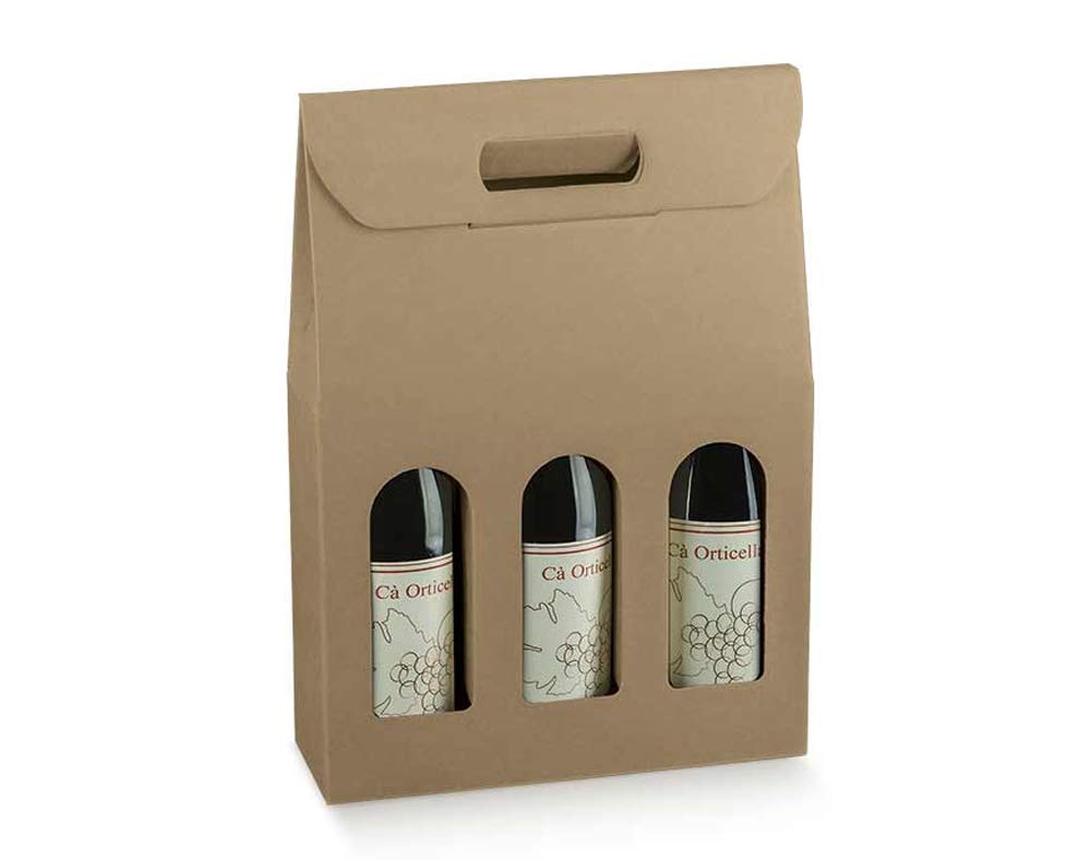Kraft Cardboard Wine Bottle Gift Box for 2 Bottles