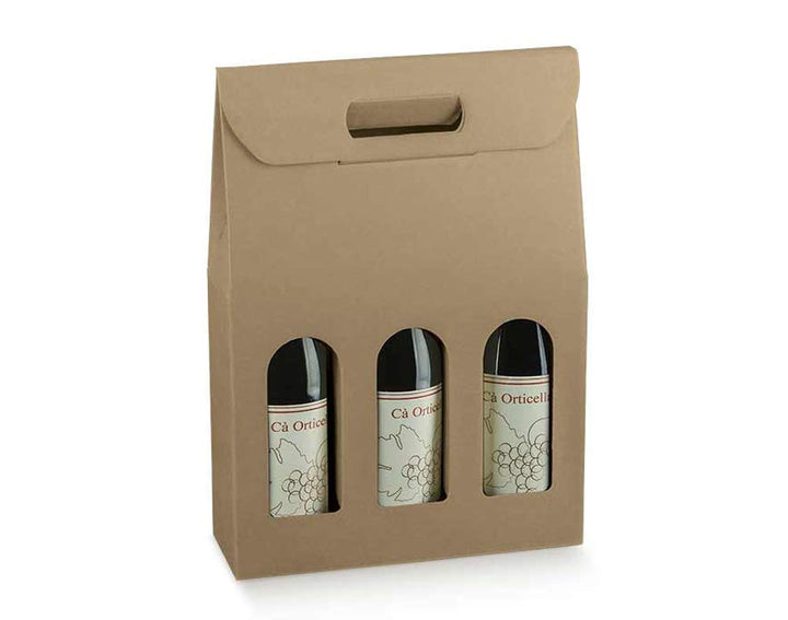 Kraft Cardboard Wine Bottle Gift Box for 2 Bottles