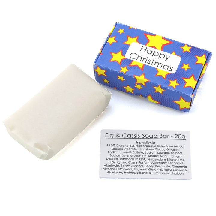 Happy Christmas | Fig & Cassis 20g Travel Soap Bar | Mini Gift | Cracker Filler