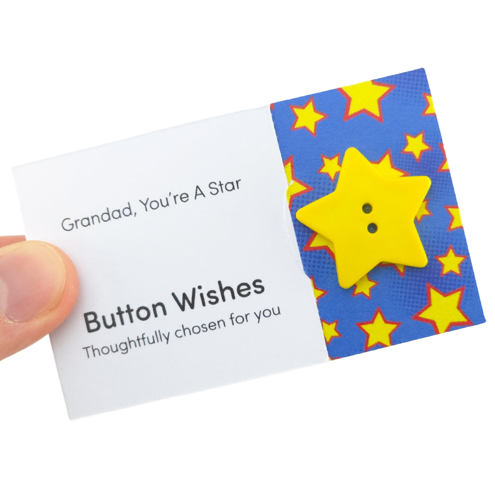 Grandad, You're a Star | Button Wishes Sew On Token | Mini Gift | Cracker Filler