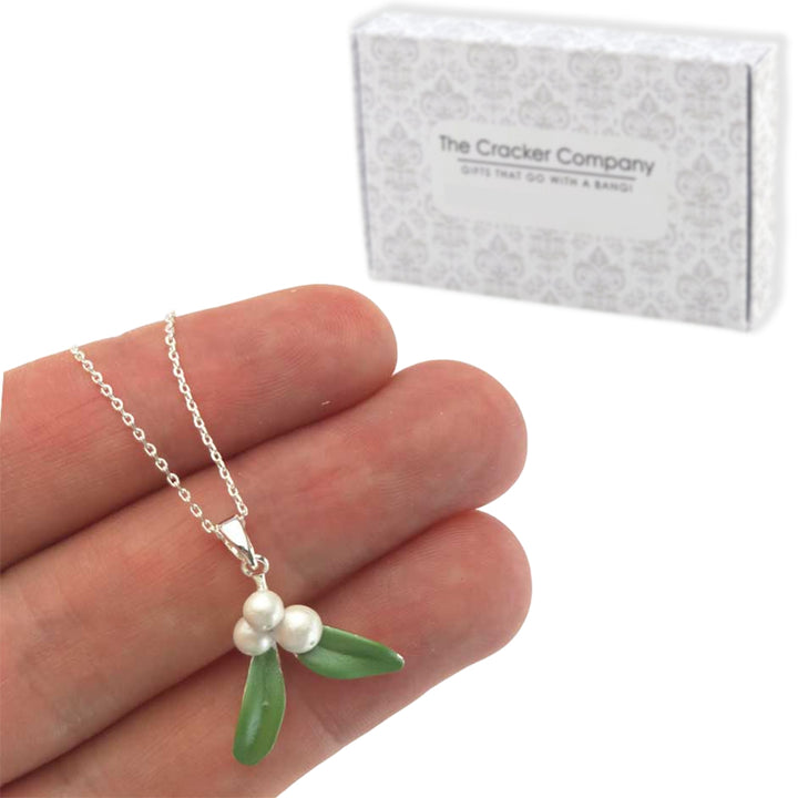 Christmas Mistletoe Necklace | Pendant on Chain | Little Gift | Cracker Filler