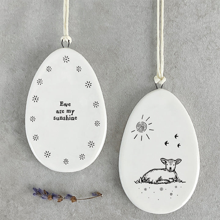 Ewe Are My Sunshine | Flat Porcelain Egg Ornament Hanger| Cracker Filler