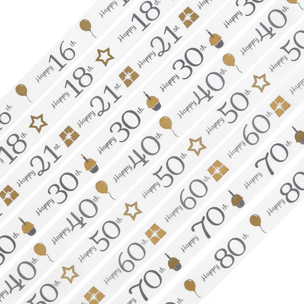 Milestone Birthday Complete Craft Kit &amp; Ribbon | 4 Standard Pearl White Crackers