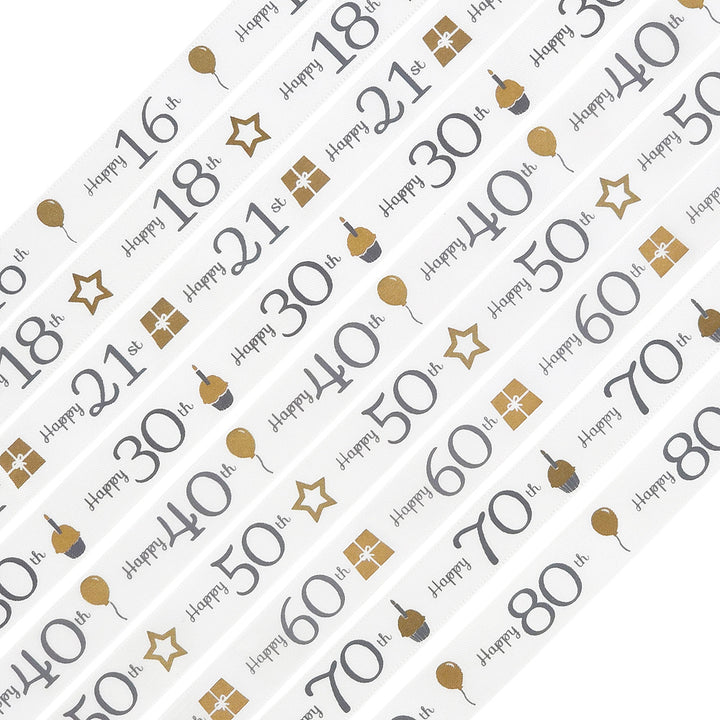 Milestone Birthday Complete Craft Kit &amp; Ribbon | 4 Standard Pearl White Crackers