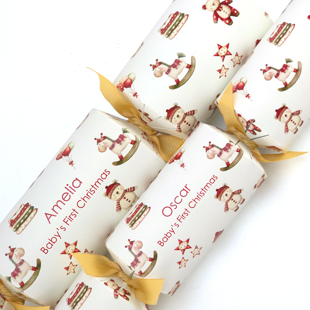 Personalised Cracker Craft Kit | Makes 4 or 6 Crackers | Baby's First Christmas