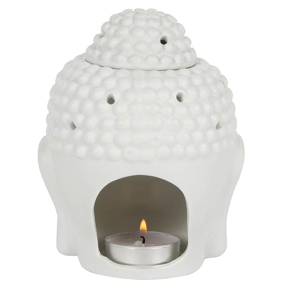 Buddha Head | Oil Burner | White Ceramic | 17cm Tall