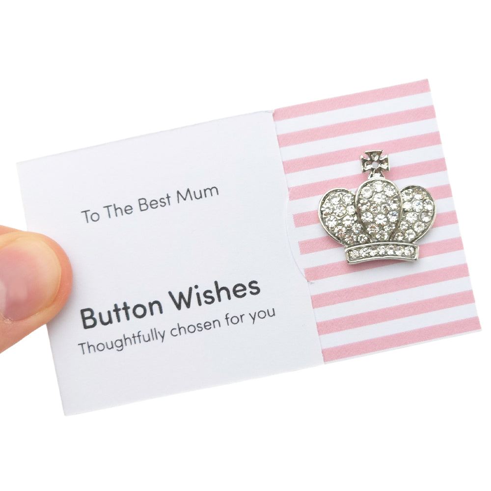 To The Best Mum | Diamante Crown | Button Wishes Sew On Token | Cracker Filler