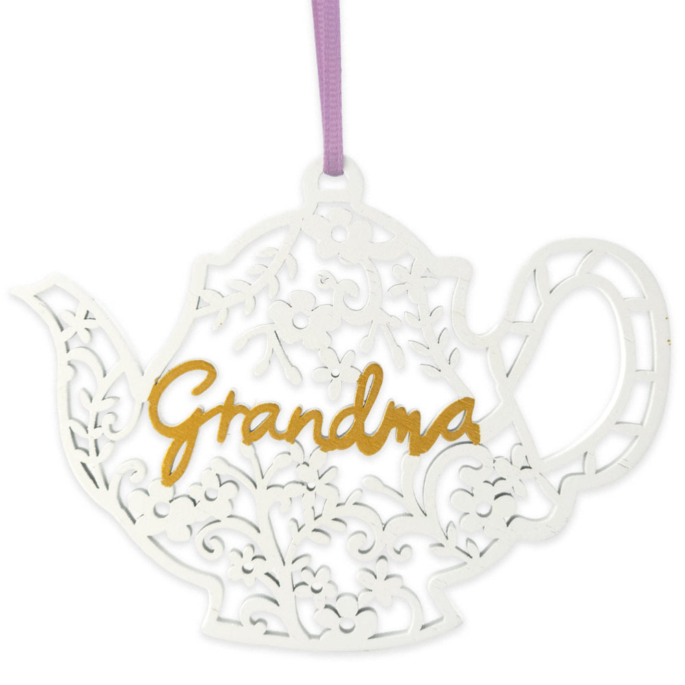 Grandma | Wooden Teapot Shaped Hanging Plaque on Decorative Card | Letterbox Gift