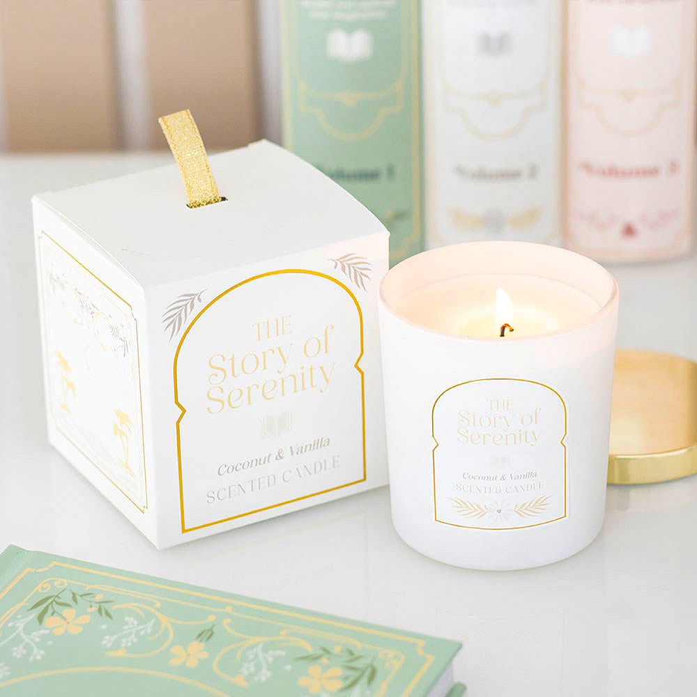 The Story of Serenity | Coconut & Vanilla Scented Candle | 27hr Burn | Gift Idea