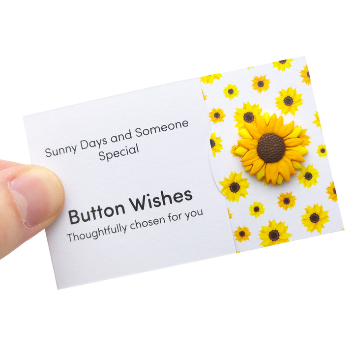 Sunny Days & Someone Special | Button Wishes Sew On Token | Cracker Filler