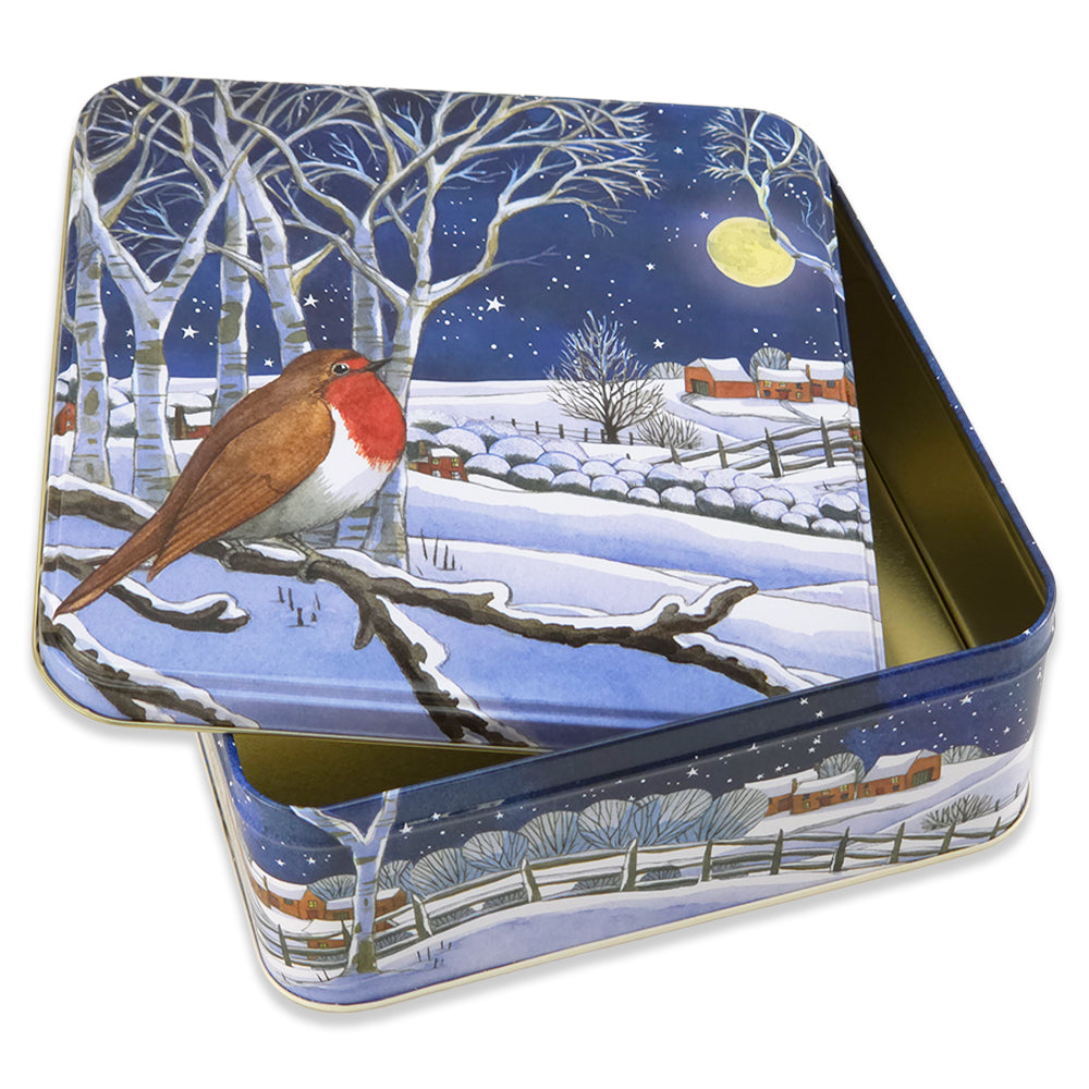 Midnight Robin | Emma Bridgewater Christmas Tin | 19cm Square