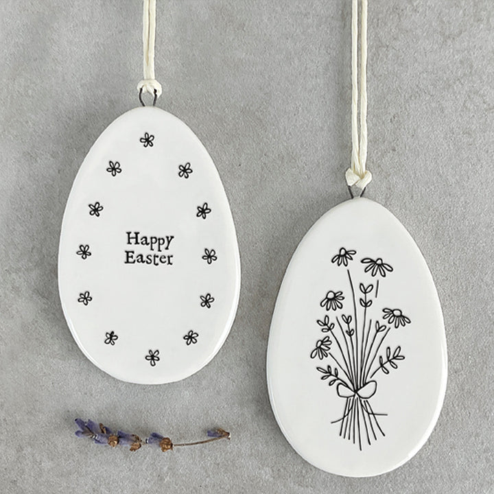 Happy Easter | Flat Porcelain Egg Ornament Hanger| Cracker Filler