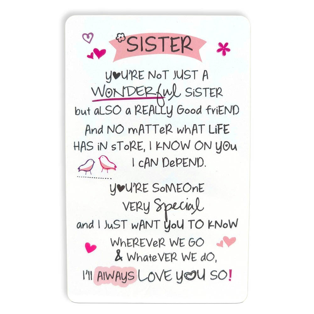 Wonderful Sister | Mini Keepsake Card With Verse | Little Gift | Cracker Filler
