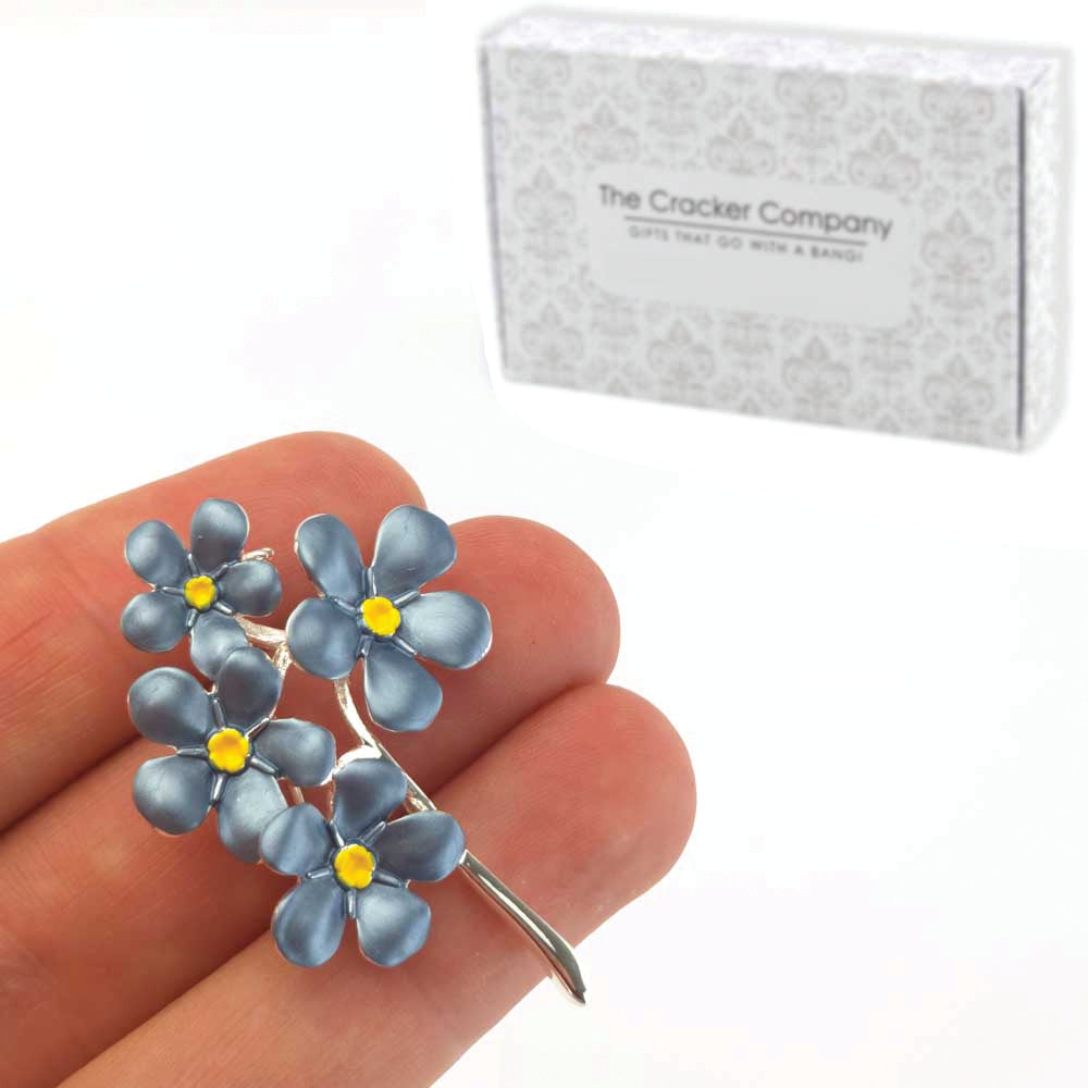 Mid-Blue Forget Me Not Silver Plated Brooch | Little Gift | Cracker Filler