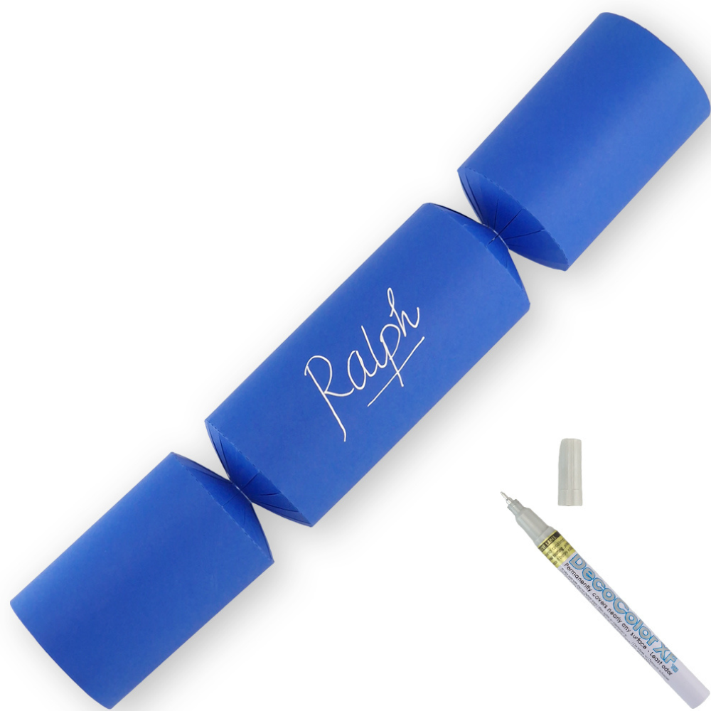 Royal Blue | 12 Personalise Your Own Crackers | Make & Fill Your Own | With Pen