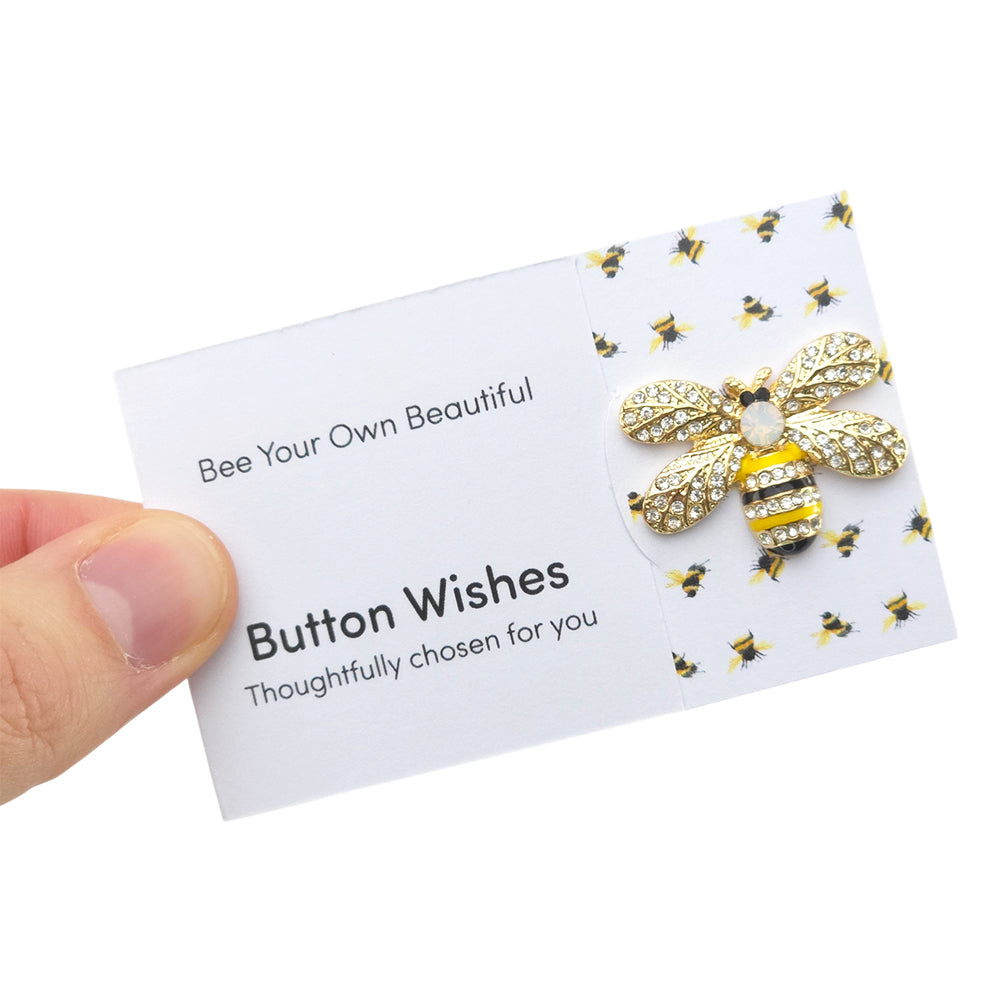 Bee Your Own Beautiful | Diamante | Button Wishes Sew On Token | Cracker Filler