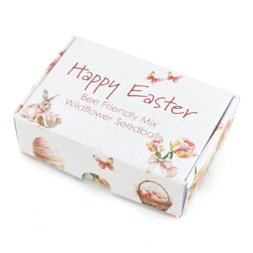Happy Easter in Pink | 6 Seedball Box | Bee Mix | Cracker Filler | Little Gift