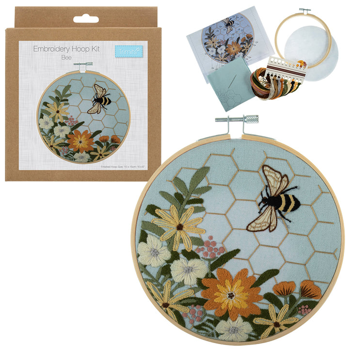 Floral Bumble Bee | Embroidery Hoop Stitch | Complete Kit | 15cm