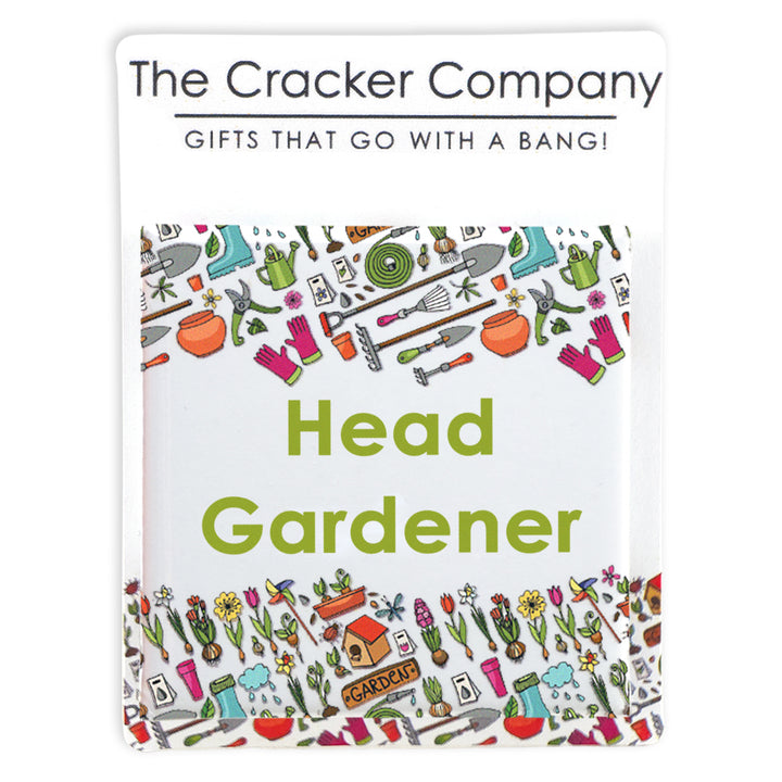 Head Gardener | 38mm Square Pin Badge | Cracker Filler Gift