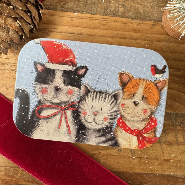 Christmas Cats | Little Slide Shut Tin to Fill | Cracker Filler Gift
