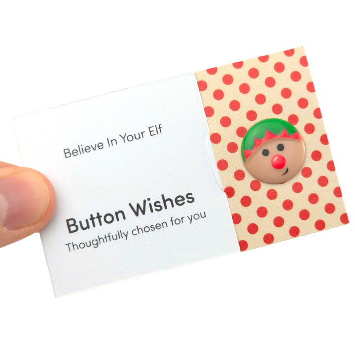 Believe In Your Elf | Christmas | Button Wishes Sew On Token | Cracker Filler