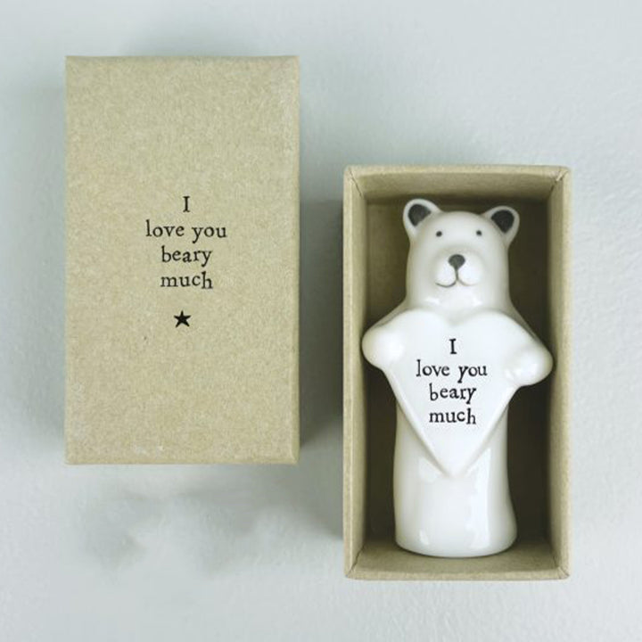 I Love You Beary Much | Porcelain Bear &amp; Heart | Little Gift | Cracker Filler