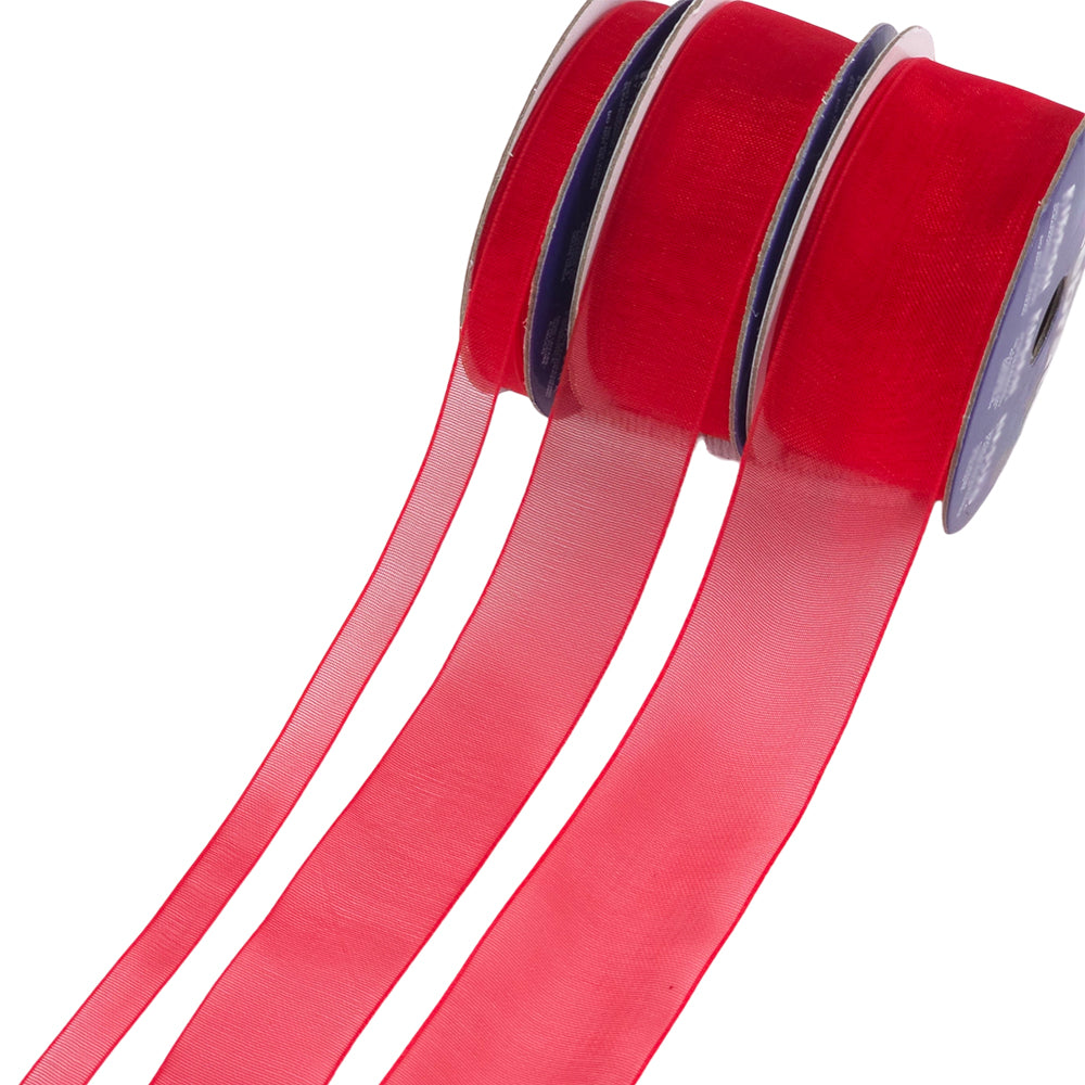 Red Satin or Organza Christmas Ribbon | Choose 6mm to 50mm Wide | Mini Rolls