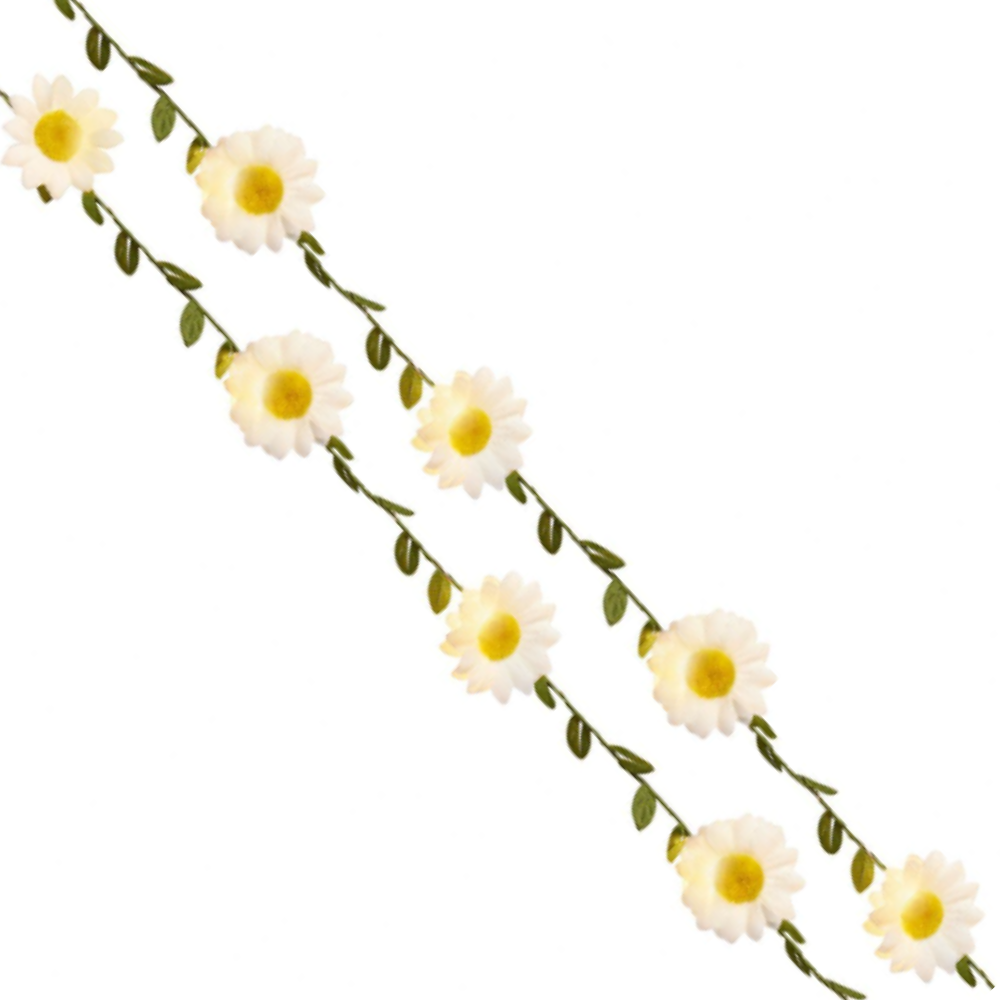 Fabric Daisy | Light Up LED Garland | 1.4m Long | 15 Lights