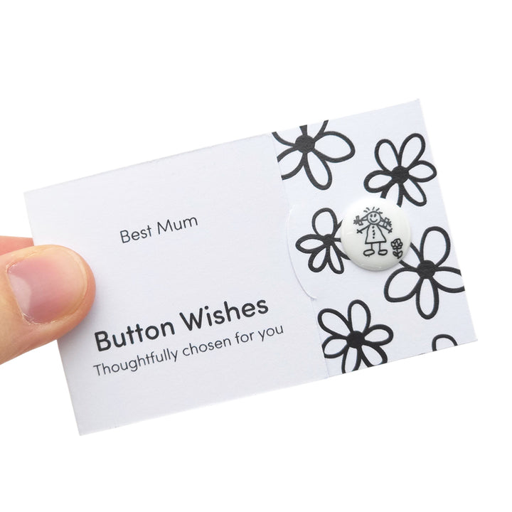 Best Mum | Sketch | Button Wishes Sew On Token | Mini Gift | Cracker Filler