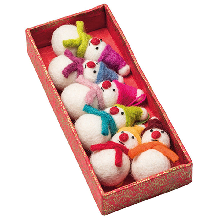 Snowmen | Hanging Felt Christmas Tree Decorations | Set of 6 | Fair Trade