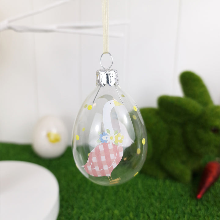 Single 7.5cm Pink Mother Goose Easter Tree Decoration | Glass | Gisela Graham